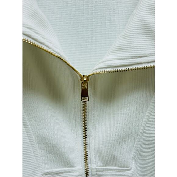 EFan White Oversized Zip Jacket Sweater Gold Hardware Size Large - Picture 8 of 10